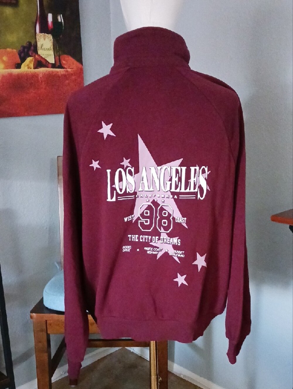 NEW!! Maroon LA Snap-Button Pullover Sweatshirt - Picture 8 of 12